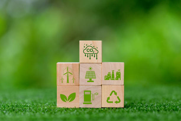 Net zero greenhouse gas emissions reduction with carbon credit concept. Reduce carbon dioxide e.g. renewable energy production improve the efficiency of transportation reduce environmental pollution.