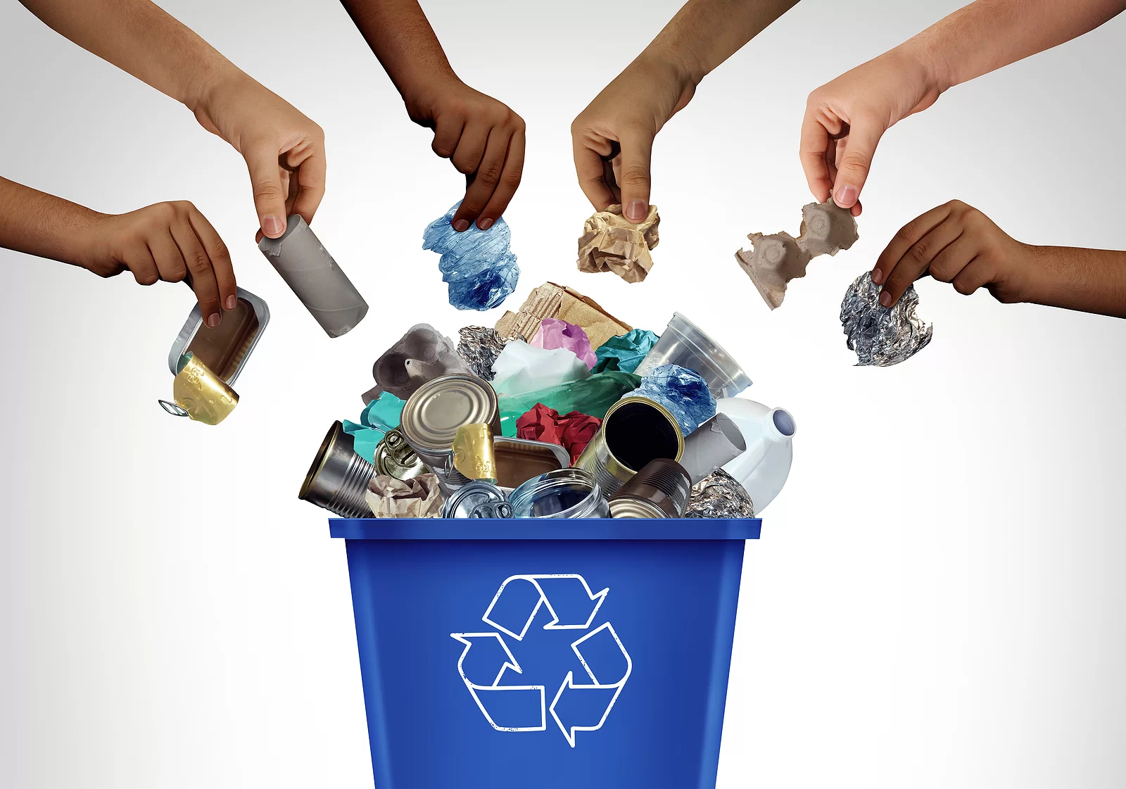 Community Recycling As A Blue Recycling Bin To Recycle Waste And